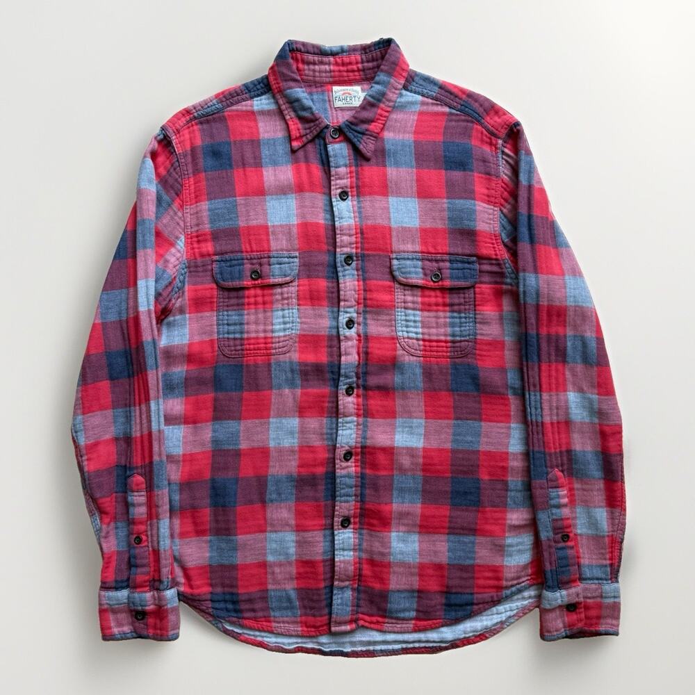 Faherty Flannel L Multicolor Plaid Long Sleeve Cotton Shirt Minimalist New York